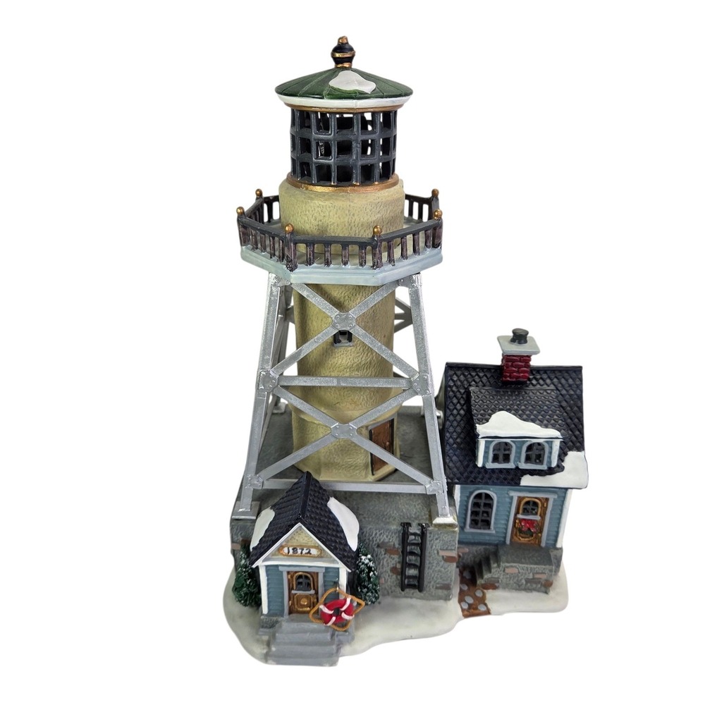 Lemax Lighthouse Christmas Village Rotating Beacon 2002 Nautical Video Boxed Vtg